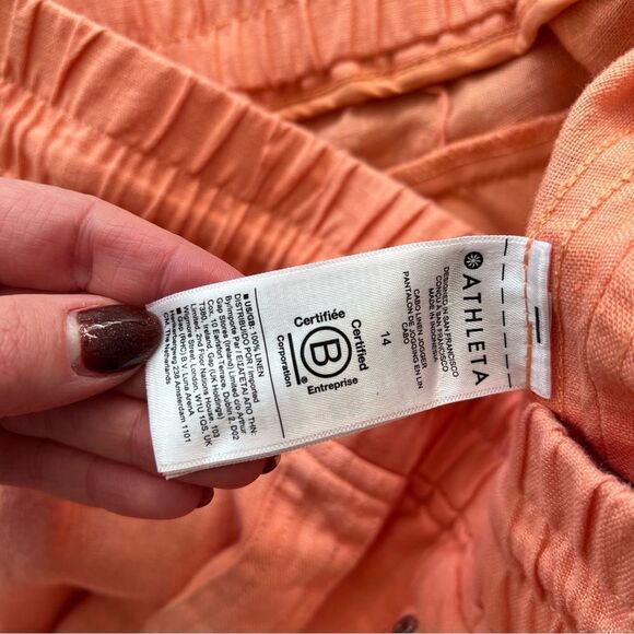Athleta Cabo linen‎ joggers in orange women’s size 14 - Picture 7 of 8